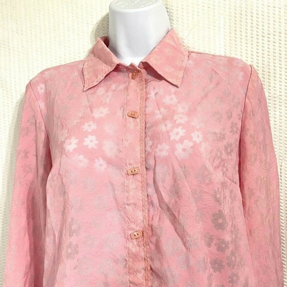 J.H. Collectible Petite Pink Sheer Floral Top - Picture 2 of 6